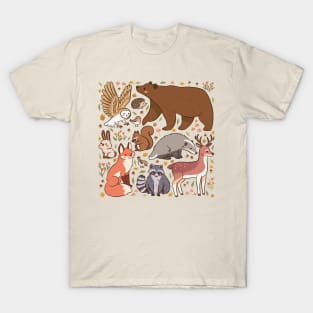 Cute woodland animals illustration T-Shirt